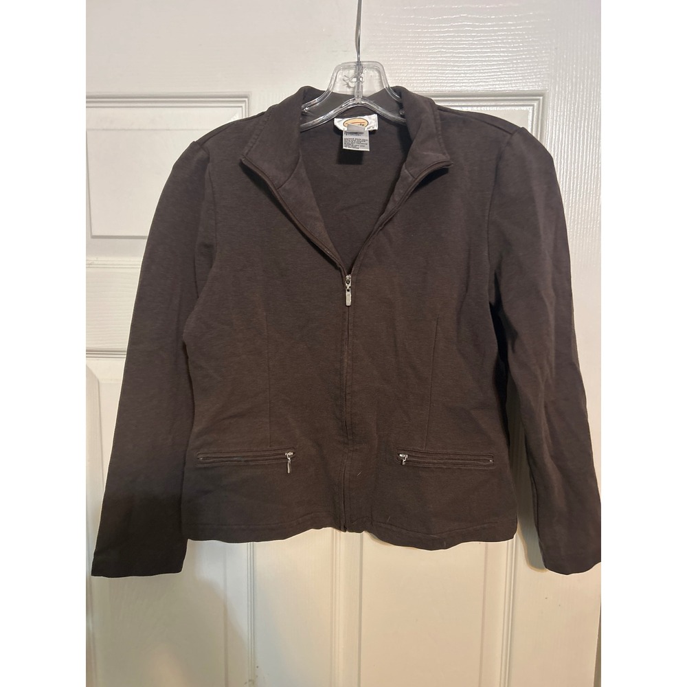 Talbots Petites Brown Zip Up Jacket‎ And Pants Set Petite P